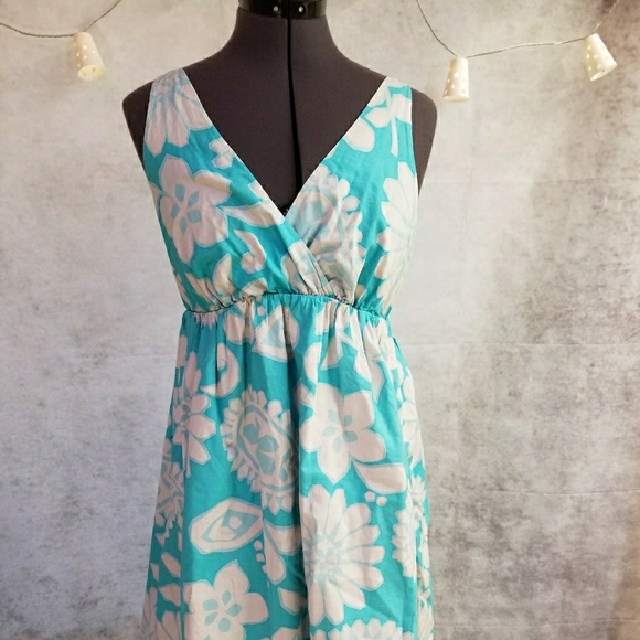 Aqua blue floral sun dress - Picture 2 of 3